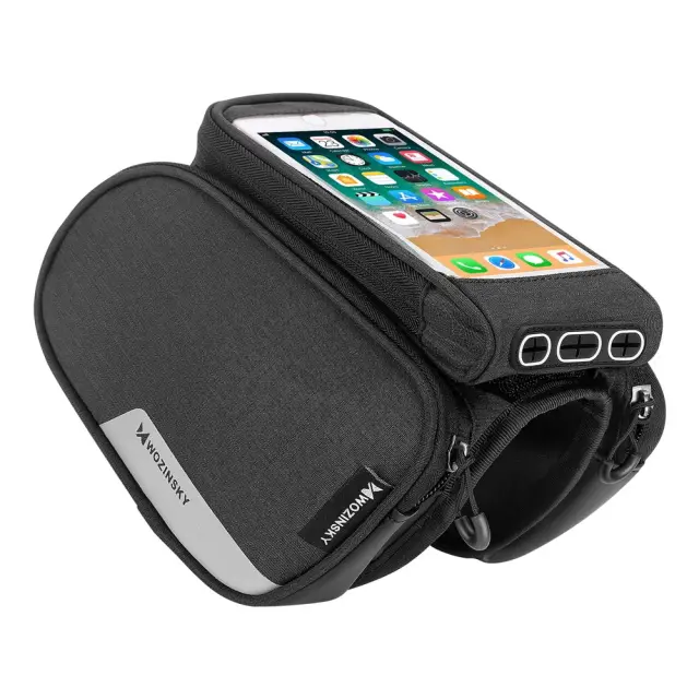 Wozinsky frame bike bag + detachable phone cover up to 6.5 "1.5l black (WBB7BK) 2