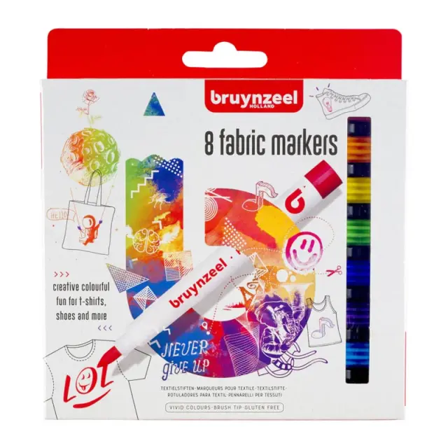 Μαρκαδόροι Υφάσματος Bruynzeel Fabric, Σετ 8 Χρώματα