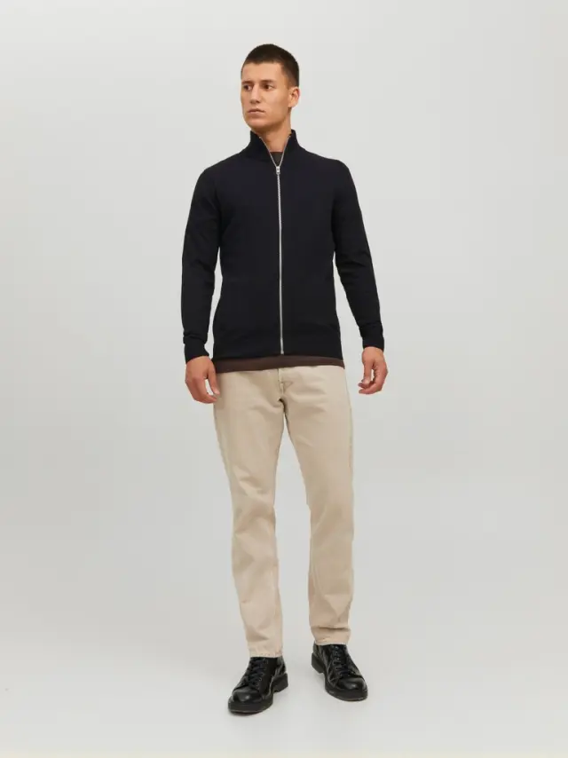 JJEEMIL KNIT TURTLE ZIP CARDIGAN NOOS black 2