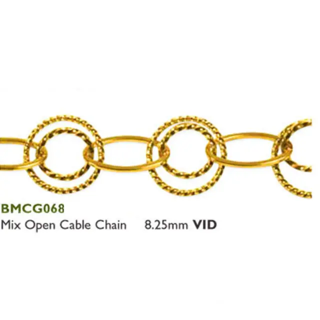 Αλυσίδα Mix Open Cable 8.25mm Gold Plated-Επίχρυση- M 0.5m