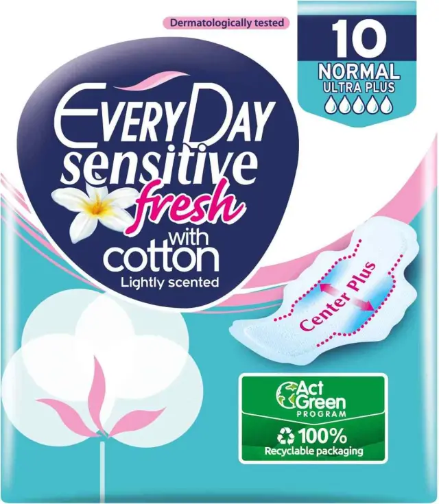 Every Day Fresh Plus Normal Sensitive Σερβιέτες με Φτερά 10τμχ