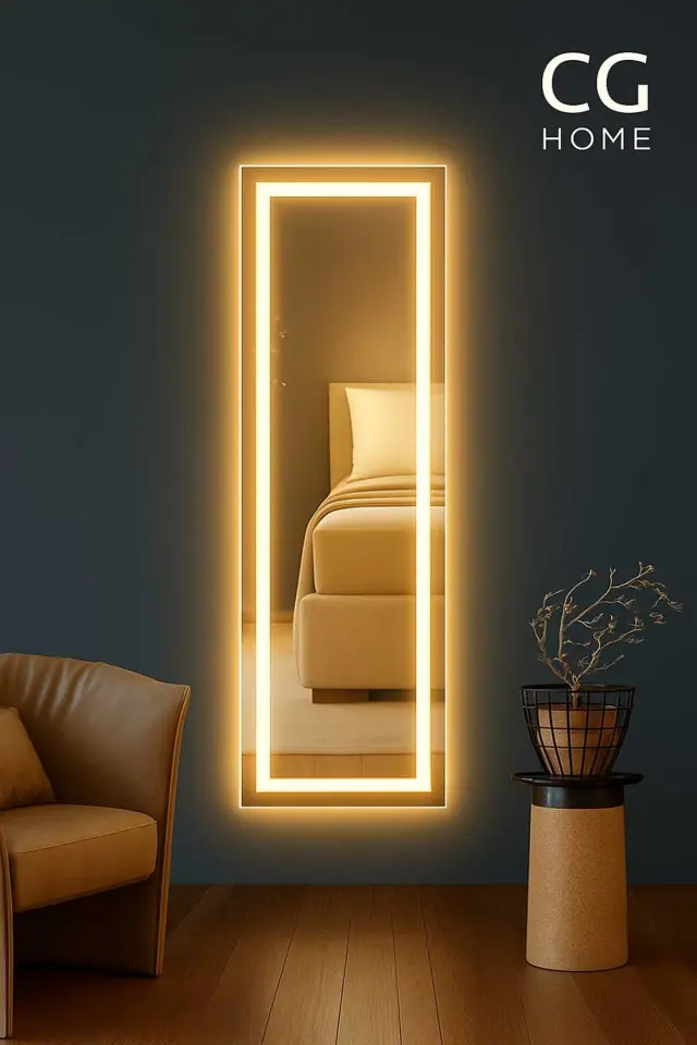 Stewehome Διακοσμητικός καθρέφτης LED για σαλόνι με διαστάσεις 144x36 cm 3