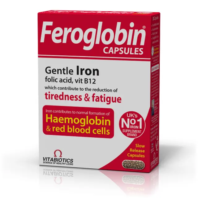 VITABIOTICS Feroglobin Slow Release Συμπλήρωμα Διατροφής με Σίδηρο Βραδείας Αποδέσμευσης, 30caps