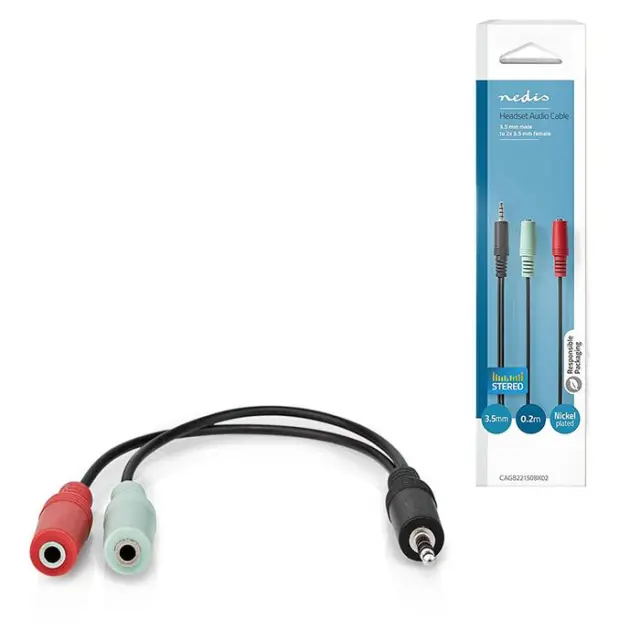 Καλώδιο ήχου Stereo 3.5mm αρσ. - 2x 3.5mm θηλ. 0.20m, σε ανθρακί χρώμα.