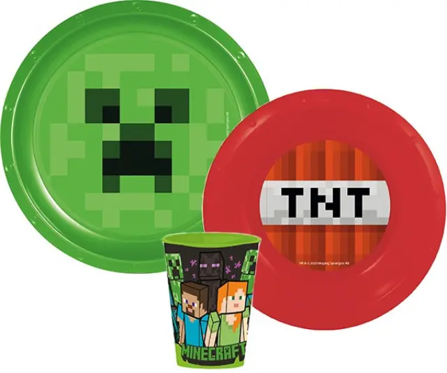 Minecraft TNT σετ φαγητού πλαστικό 3 τεμάχια Πράσινο