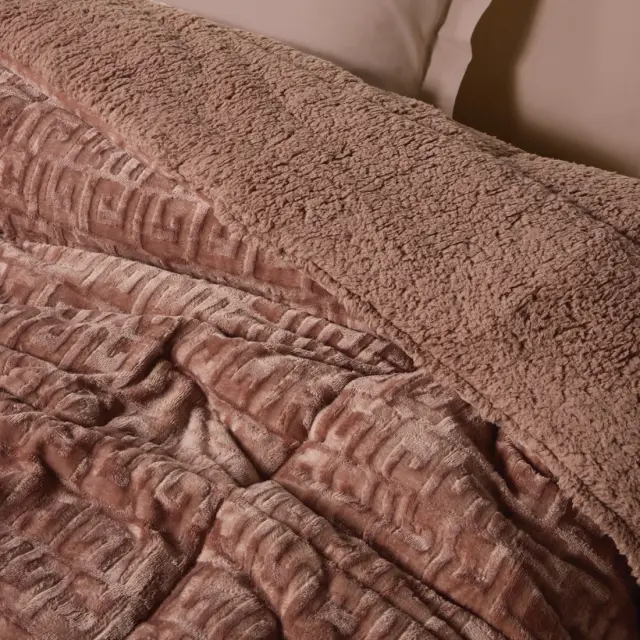 Κουβερτοπάπλωμα 220x240 Υπέρδιπλο 720gsm Fleece Sherpa Das Home 1391 Nude 100% Πολυέστερ 2