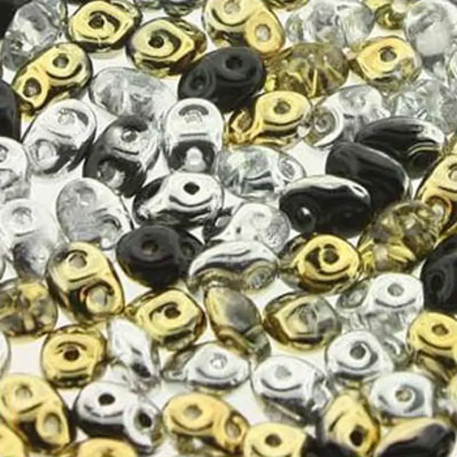 Χάντρα Superduo - Mix Silver & Gold - 2.5x5mm ~10gr