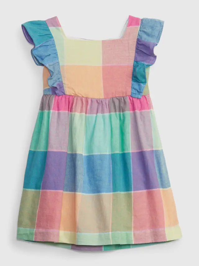Multi Νηπιακό Linen-Cotton Καρό Φόρεμα spring plaid - 4YRS