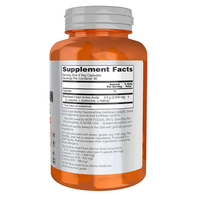 Now Foods Branched Chain Amino Acids (BCAA) 120 Κάψουλες 2