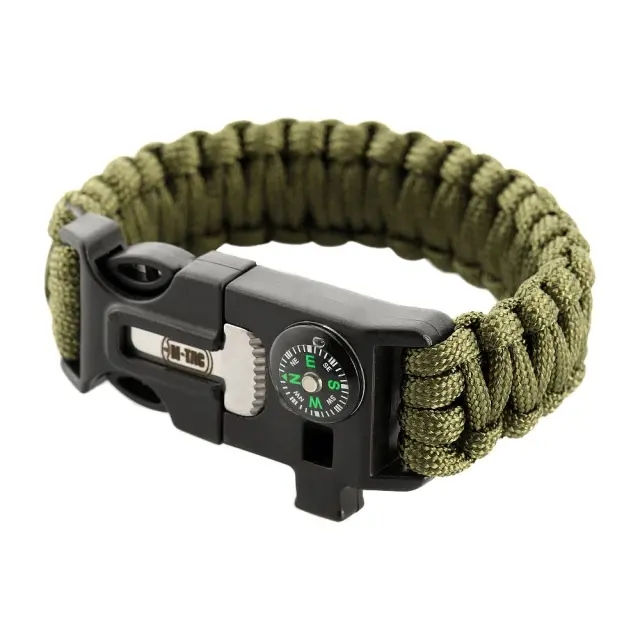 M-TAC Paracord Bracelet With Sspark Cutter, Compass and Whistle-βραχιόλι επιβίωσης - 06-Χακί-Olive Green