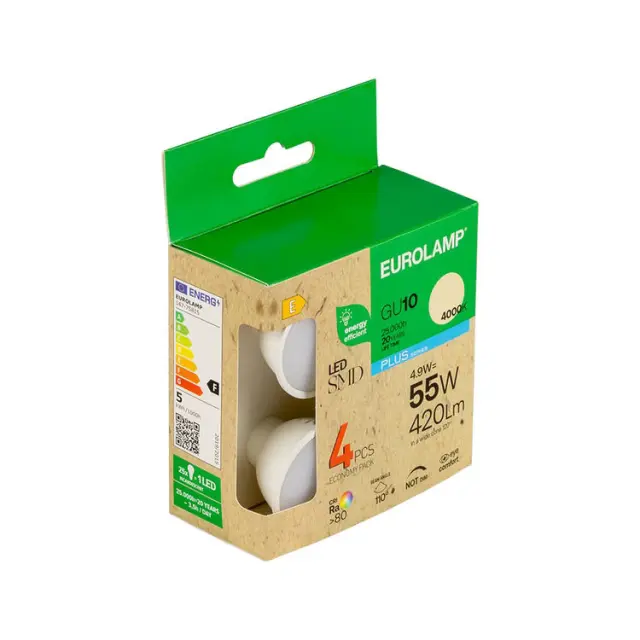Λάμπα LED GU10 4.9W 4000K Φυσικό Λευκό 4τμχ ColorBox Άσπρο 2