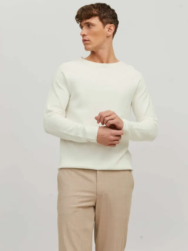 JJEHILL KNIT CREW NECK NOOS Cloud Dancer 2