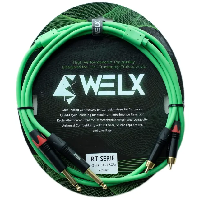 WELX Premium 2 X RCA to 2 X MONO MALE JACK 1.5mm Cable – 1.5m (RT)