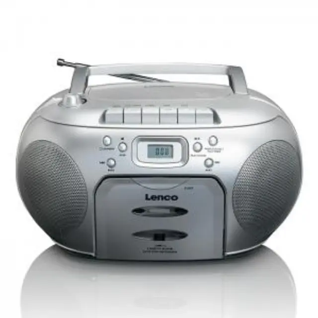 Φορητό ραδιόφωνο με CD, κασέτα και οθόνη LCD, σε ασημί χρώμα. 2