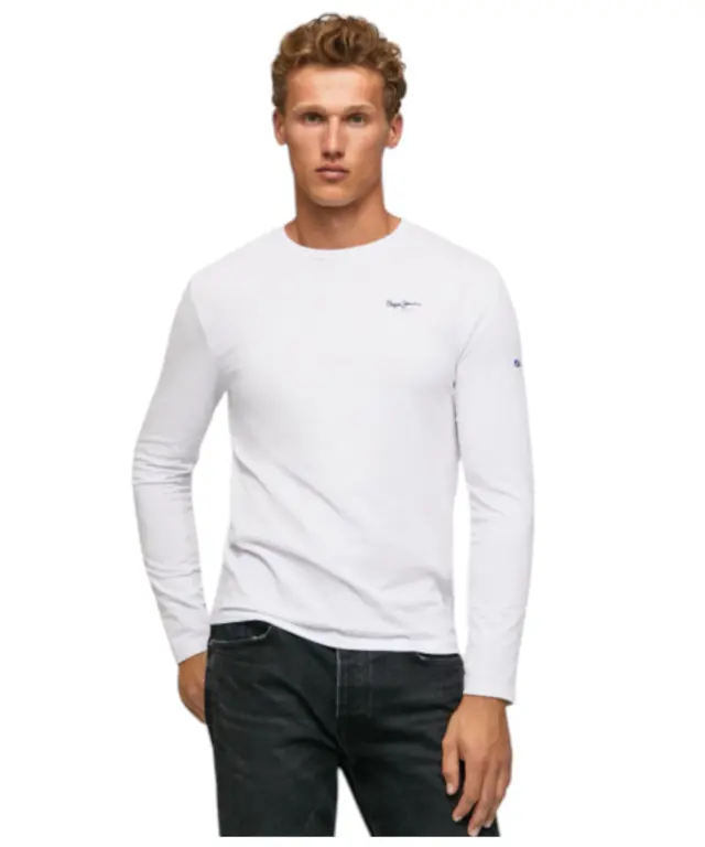 Pepe Jeans - Ανδρική Μπλούζα Original Basic 2 PM508211-800 Λευκό