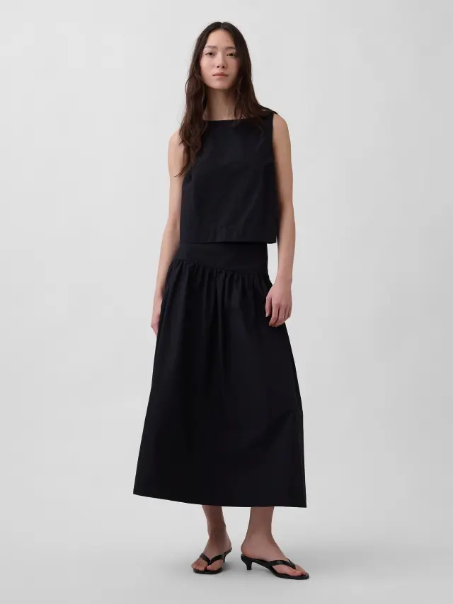 Γυναικεία Maxi Φούστα Drop-Waist απο Ποπλίνα True black