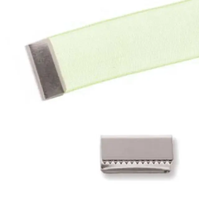 Ακροδέκτης Χωρίς Τρύπα για Κορδέλες 11x5.5mm - Silver Plated - 12τεμ