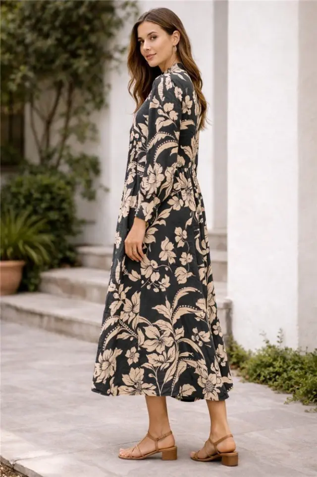 Φόρεμα εμπριμέ midi, JDYTROYA LIFE L/S MAXI DRESS WVN DIA, JDY - XS 3