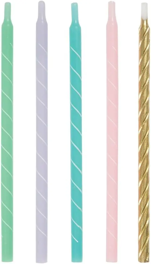 Κεριά Παστέλ Χρώματα Ασορτί Pastel Spiral Birthday / 12 τμχ