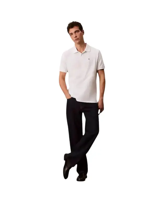 Calvin Klein - Ανδρική Μπλούζα Κοντομάνικη Polo Monogram Pique Plein Air Regular Fit LV040EM269-YAF Λευκό 3