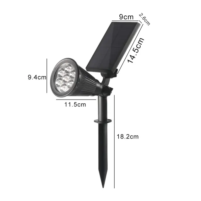 Ηλιακός προβολέας καρφωτός & επιτοίχιος 7 LED - Solar spot lawn light