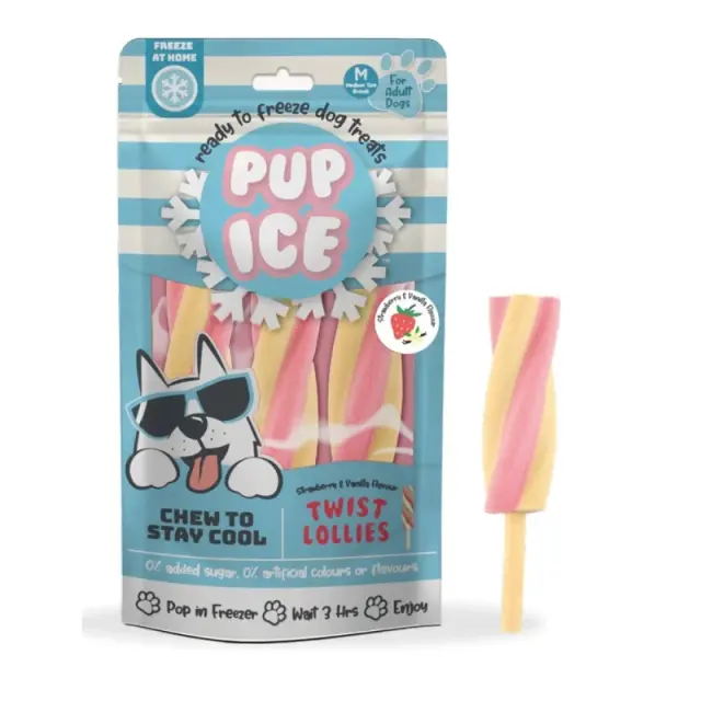 Pup Ice Παγωτό με Γεύση Φράουλα και Βανίλια – Twist Lollies 90gr (3τμχ) Μονόχρωμο