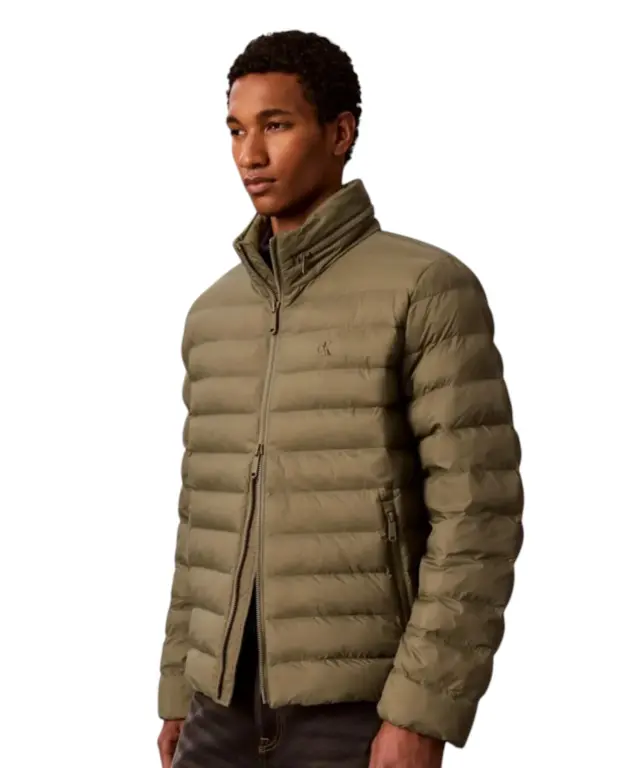 Calvin Klein - Ανδρικό Χειμωνιάτικο Μπουφάν Ls Nyln Md Wt Hdd F LV04RC511G-LDY Λαδί 2