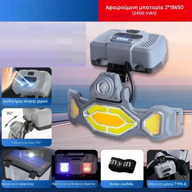 Φακός κεφαλής LED με ηλιακό πάνελ - T67CS - 051212 3