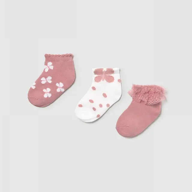 Baby 6 μηνών έως 4 ετών Σετ 3 καλτσάκια ρουζ