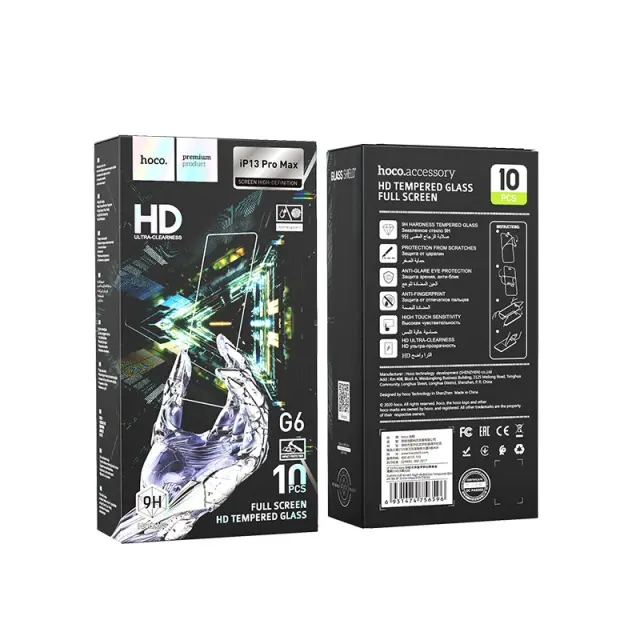 Tempered Glass Hoco G6 Instant Full Screen High-Definition HD 2.5D για Apple iPhone 13 Pro Max/ iPhone 14 Plus Μαύρο Σετ 10 τμχ. 2