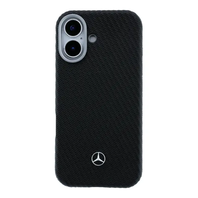 Mercedes PU Leather Wood Semi Wrap MagSafe Case for iPhone 17 Black 3