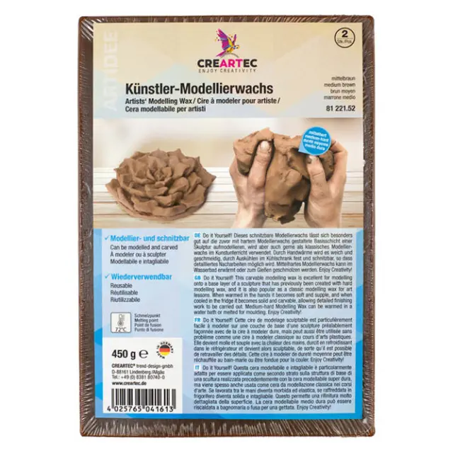 Creartec Κερί Γλυπτικής Μεσαίο-Σκληρό Brown - 450gr