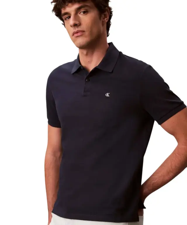 Calvin Klein - Ανδρική Μπλούζα Κοντομάνικη Polo Monogram Pique Plein Air Regular Fit LV040EM269-CEF Μπλε 2