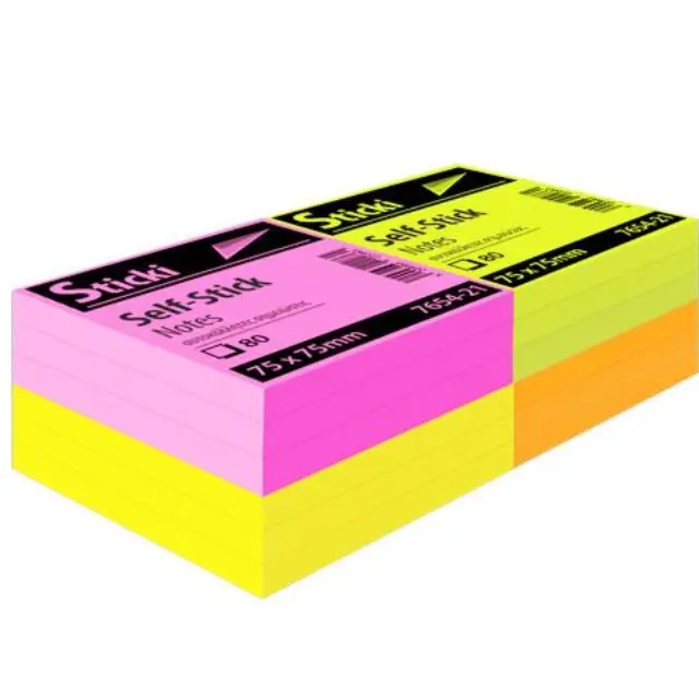 Αυτοκόλλητα χαρτάκια Sticki Neon 75x75mm 12τεμ 7654-21