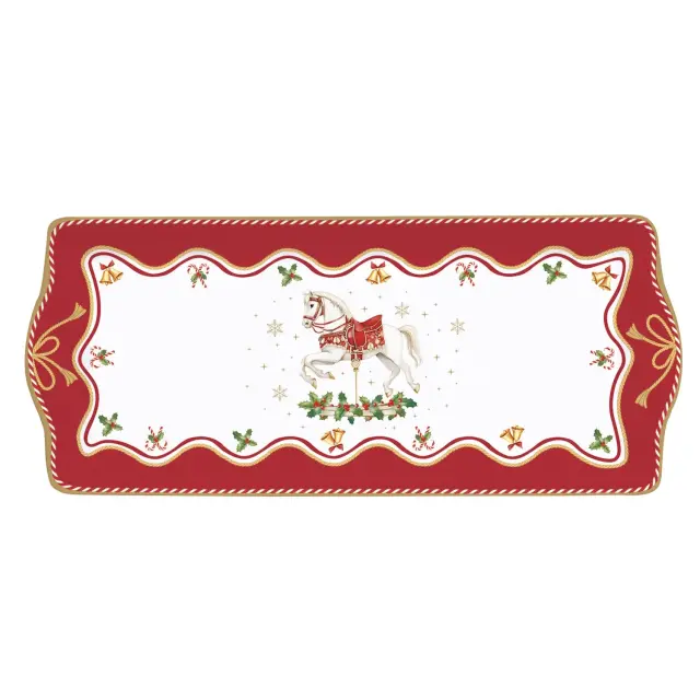 Easy Life Christmas Tale Ορθογώνια Πιατέλα Πορσελάνης Κόκκινη 35x15cm