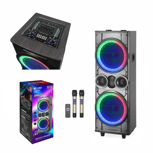 Φορητό ηχείο με 2 μικρόφωνα 12"*2 P.M.P.O. 30000W MT-1287 - Portable stage performance bluetooth trolley speaker 079070