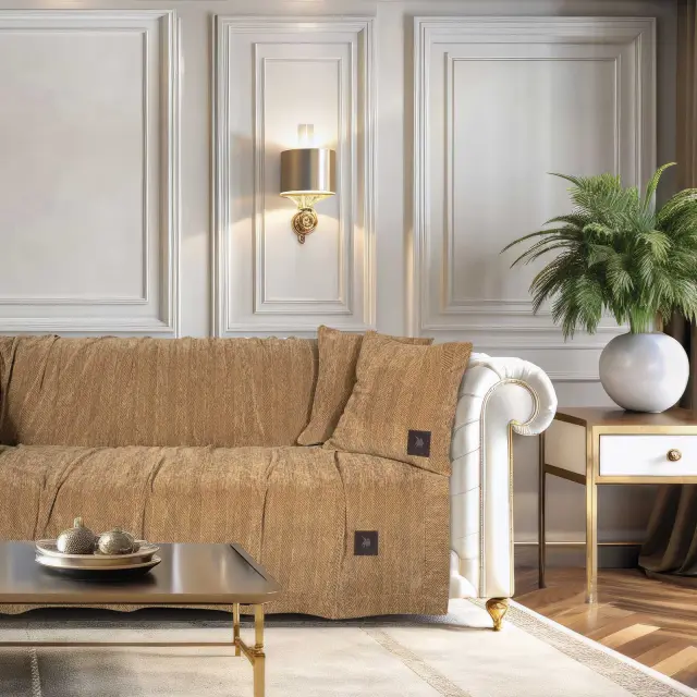 Ριχτάρι Διθέσιο 180x250 Essential Greenwich Polo Club 3949 Ochre 90% Σενίλ-10% Πολυέστερ