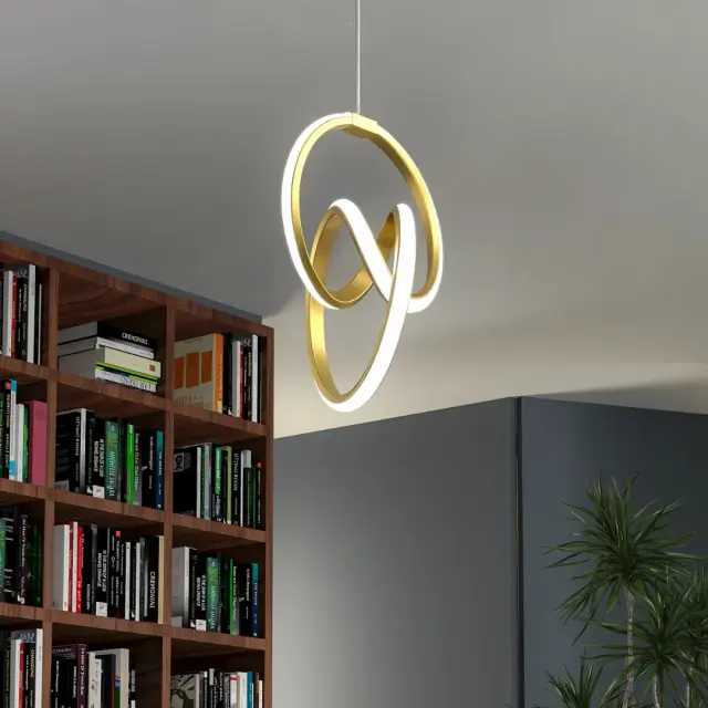 Stewehome Φωτιστικό Κρεμαστό LED Χρυσό Μοντέρνο με Καμπύλο 30x30x90 cm