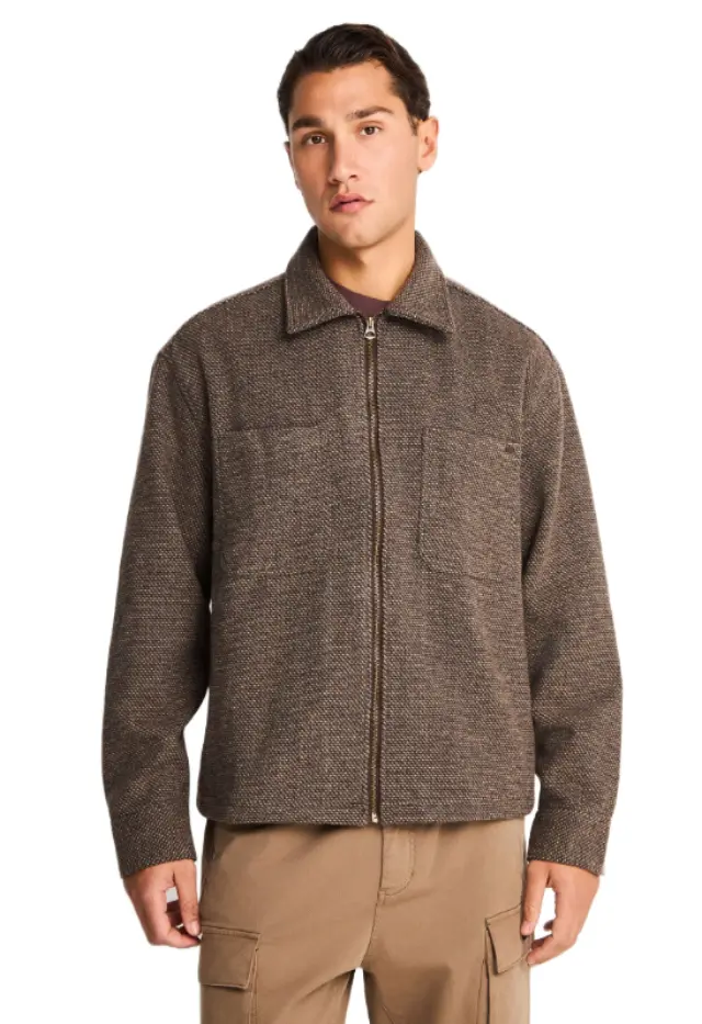 Funky Buddha ανδρικό μάλλινο overshirt με φερμουάρ FBM014-025-05-1