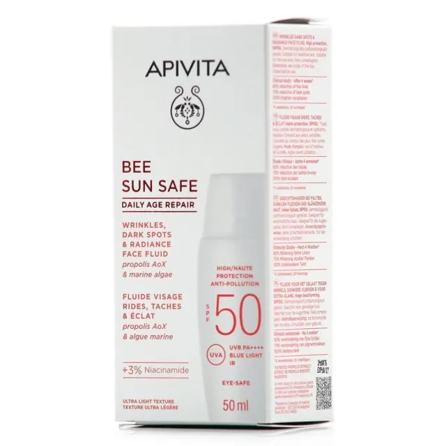 Apivita Bee Sun Safe Daily Age Repair Dry Touch Λεπτόρευστη Κρέμα Προσώπου κατά των Πανάδων + Ρυτίδων SPF50, 50ml