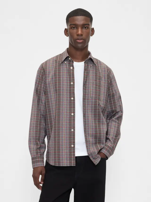 Καφέ Καρό Oxford Πουκάμισο σε Standard Fit BROWN MULTI PLAID