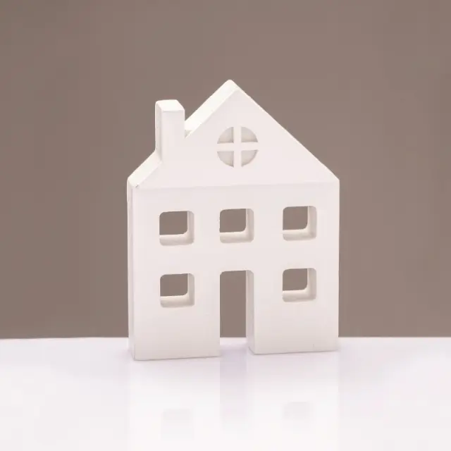 AcaLight Offer ΧΡΙΣΤΟΥΓΕΝΝΙΑΤΙΚΟ ΔΙΑΚΟΣΜΗΤΙΚΟ ΞΥΛΙΝΟ ΣΠΙΤΙ ΑΣΠΡΟ ΜΟΤΙΦ 105*20*80mm