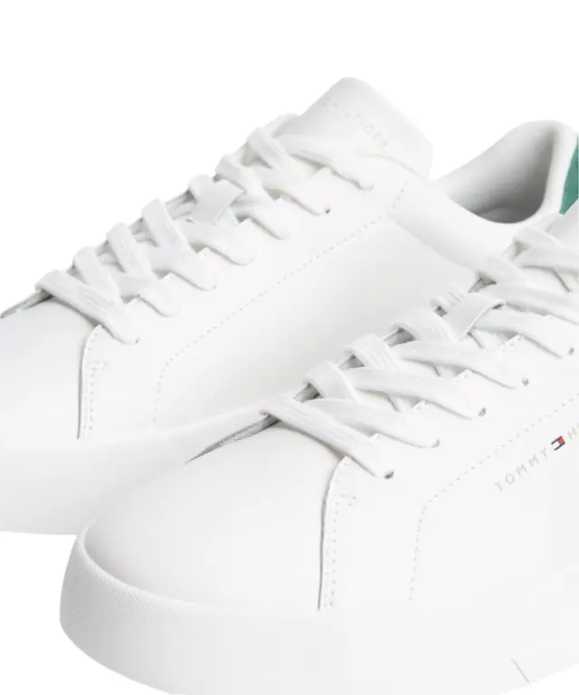 Tommy Hilfiger - Ανδρικά Sneakers Th Court Lth Detail Ess FM0FM05367-0F5 Λευκό/Πράσινο 3