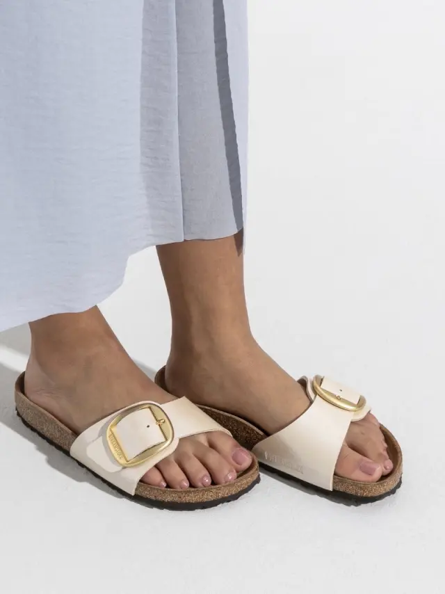 Birkenstock Πέδιλα Γυναικείο Birko-Flor(ανθεκτικό υλικό της Birkenstock-επιτρέπει την επαφή με το νερό) Μπεζ BIR/MADRID BIG BUCKLE 1015279 PEARL W 2