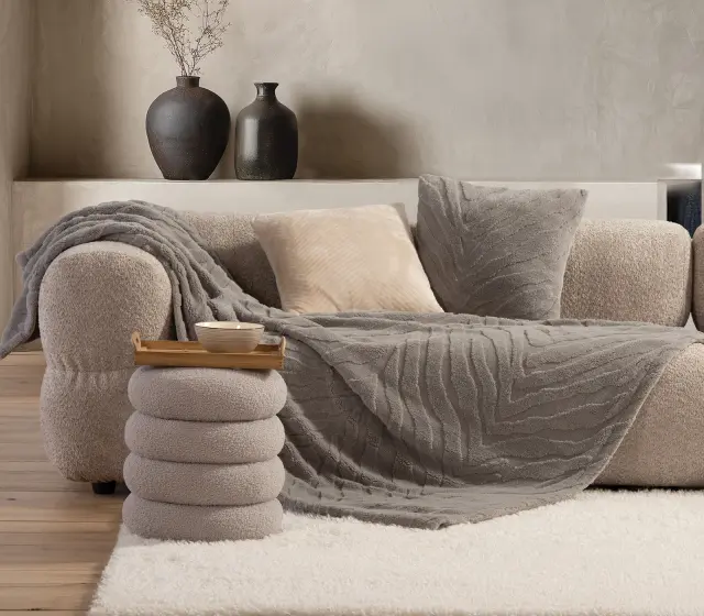 Nef-Nef Homeware Κουβέρτα Καναπέ Sherpa Berien 130x180 Grey