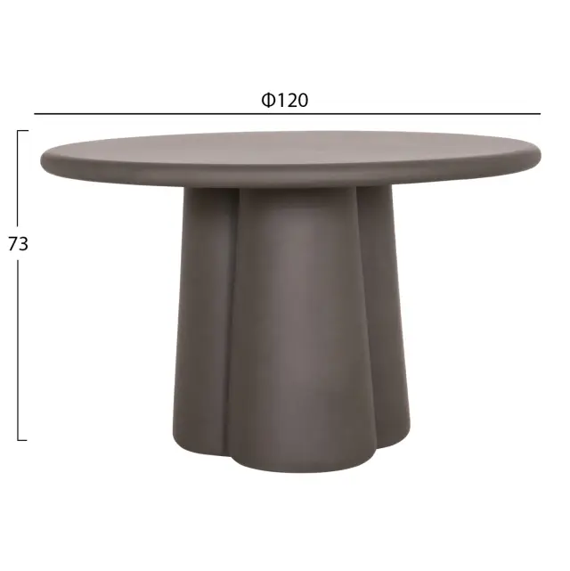 ΤΡΑΠΕΖΙ ΤΡΑΠΕΖΑΡΙΑΣ ΣΤΡΟΓΓΥΛΟ FB96583.01 ΓΚΡΙ FIBER CEMENT Φ120x75Υεκ 2