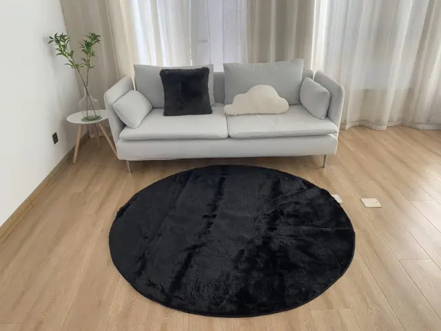 Χαλί Στρογγυλό Φ160 Γούνινο Anna Riska Felicity Black 100% Πολυέστερ