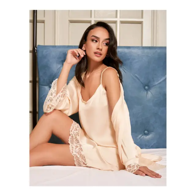 Miss Rosy Γυναικείο Chemise Camisole Satin Flowers Lace, Χρώμα Ροζ - L 3