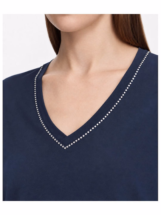 GUESS Μπλε Σκούρο Τοπ με V με διακοσμητικά strass Μπλε Σκούρο - XS 2