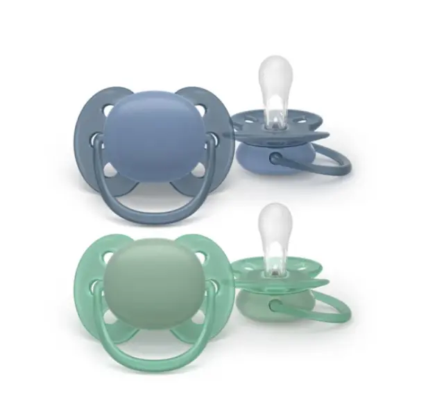 Philips Πιπίλες Σιλικόνης με Θήκη Grey/Green για 6-18 μηνών 2τμχ